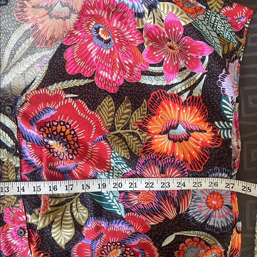 Torrid Tie-Front Capped Sleeve Multicolored Floral Print Button Up Blouse Size3X - Picture 11 of 14